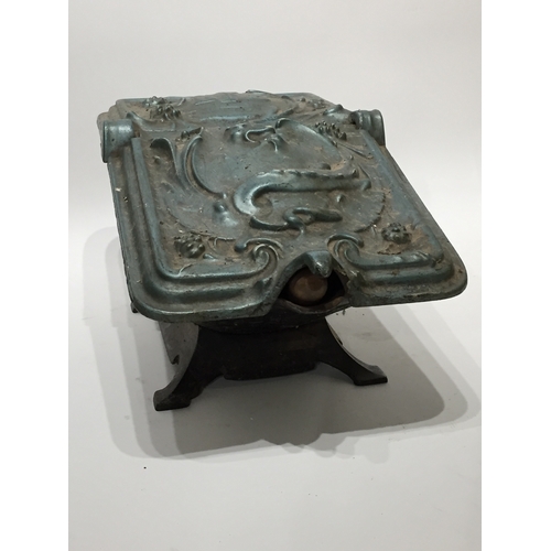 232 - Cast And Enamel French Coal Scuttle  with scoop 26cm x 54cm x 30cm