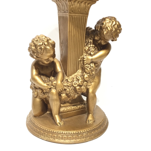 242 - Neoclassical style column with cherubs decoration and bowl 45cm tall