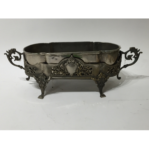 243 - Brass Or Bronze Planter With Metal Insert 16.5cm x 46cm x 14cm