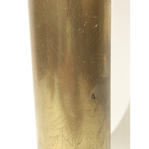 258 - Trench art large shell 50.5cm tall 10.5cm diameter