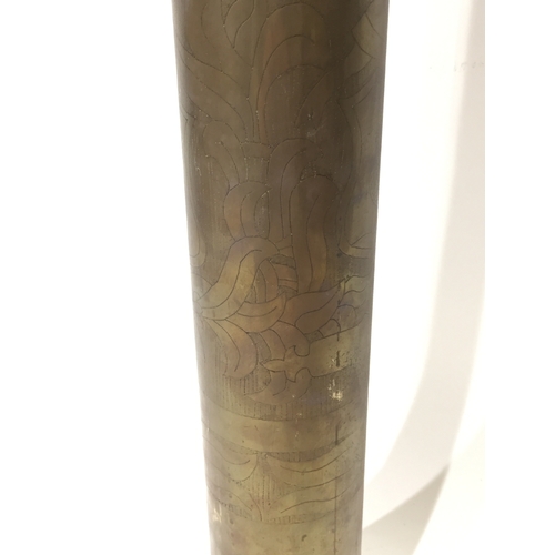 260 - Large trench art shell 58.5cm tall 8.5cm diameter