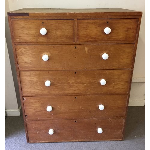 19 - Vintage Pine Chest Of Drawers 2 over 4 107cm x 58cm x 137cm