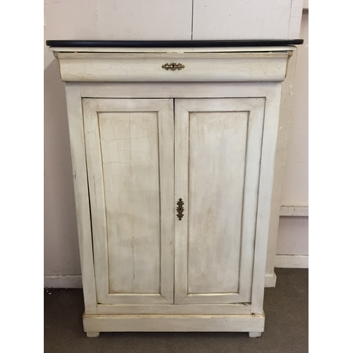 10 - Marble Top Painted Cupboard 105cm x 47cm x 149cm