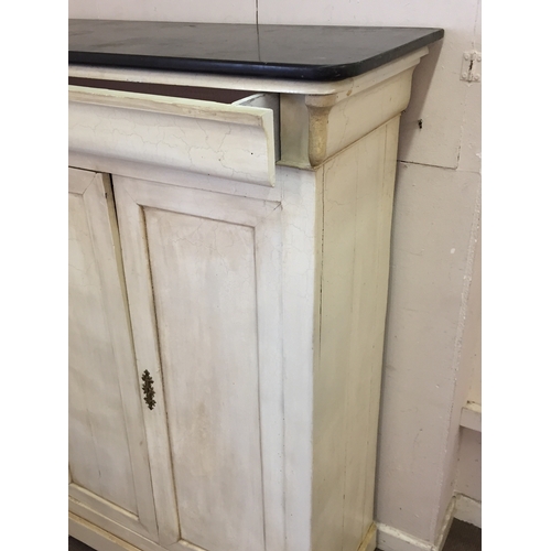 10 - Marble Top Painted Cupboard 105cm x 47cm x 149cm