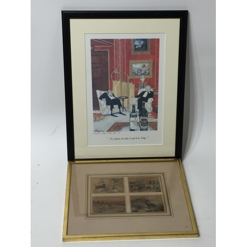 223 - Limited edition print along with gilt frame shooting scene cards