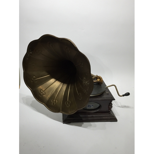 230 - Vintage his masters voice gramophone with brass horn