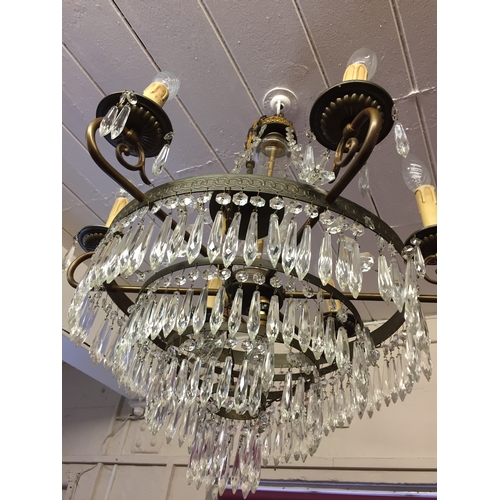 82 - 6 branch glass droplet Chandelier