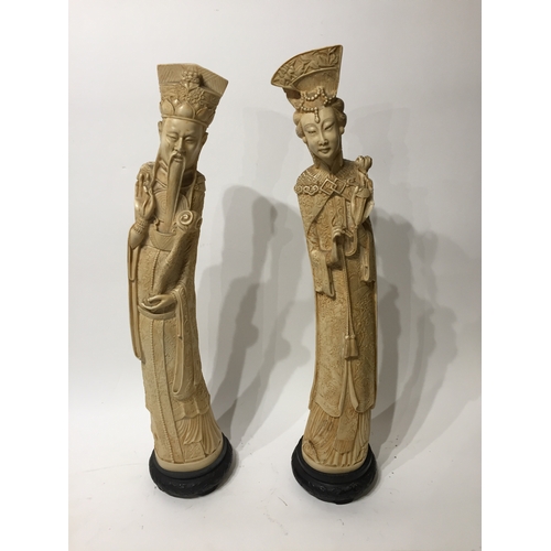 340 - 2 Large Chinese resin figures 62cm