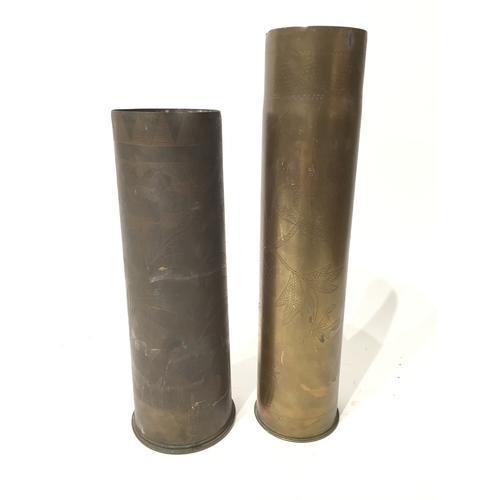 271 - 2 trench art shells tallest measuring 35cm