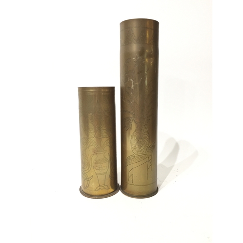 272 - 2 trench art shells tallest measuring 35cm