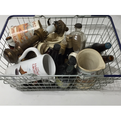 353 - Various items to include bottles , ceramic jugs , GWR brass light etc