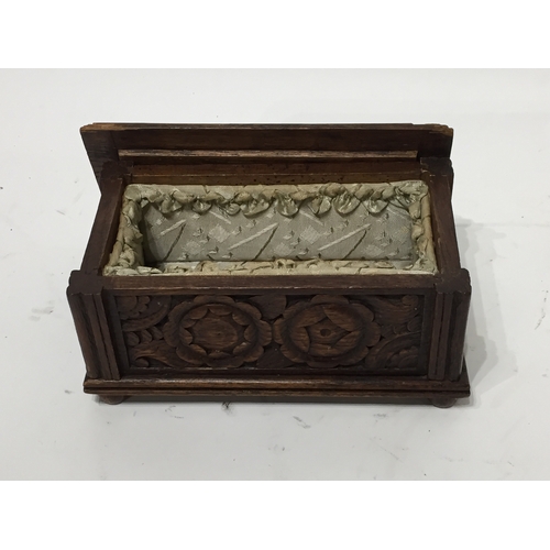 358 - Carved wooden jewellery box 10cm x 11cm x 20cm