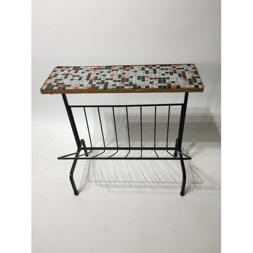 364 - Vintage tile Effect  top magazine rack 45cm tall