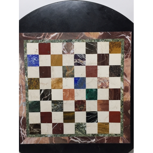 179 - Specimen marble table top chess board 66cm diameter