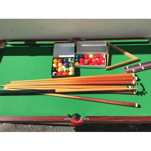 366 - Snooker Table along with Snooker And Pool  balls cues etc