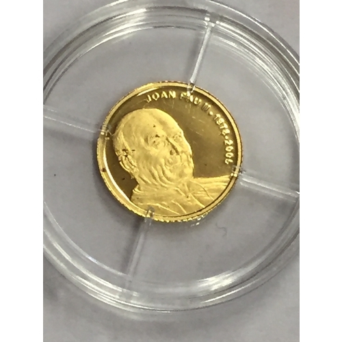 317 - John Paul the 2nd 1978 - 2005 Gold coin with certificate of authenticity