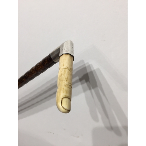 118 - Interesting Antique  Ivory finger walking stick