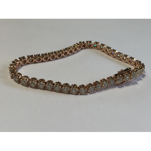 283 - 14 Carat Rose Gold Diamond Tennis Bracelet Featuring 42 Round Brilliant Cut Diamonds 5.8ct .