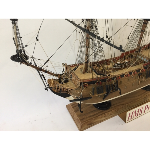 408 - Hms prince model ship Complete With Rigging And Other Bespoke Parts 42cm x 42cm x 19cm