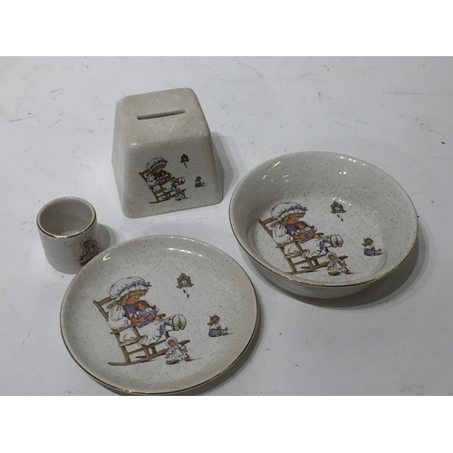 403 - Child's Kernewek Money Box Along With A Plate Bowl And Egg Cup