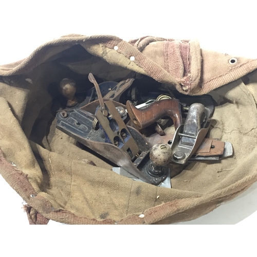 419 - Vintage Builders Bag And Various Old Plane Parts