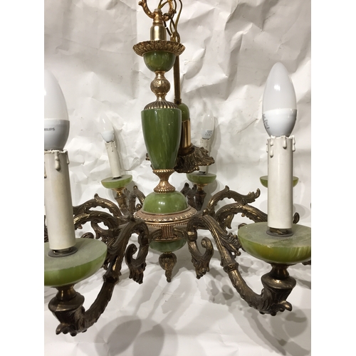 83 - Vintage Spelter Onyx  8 branch chandelier