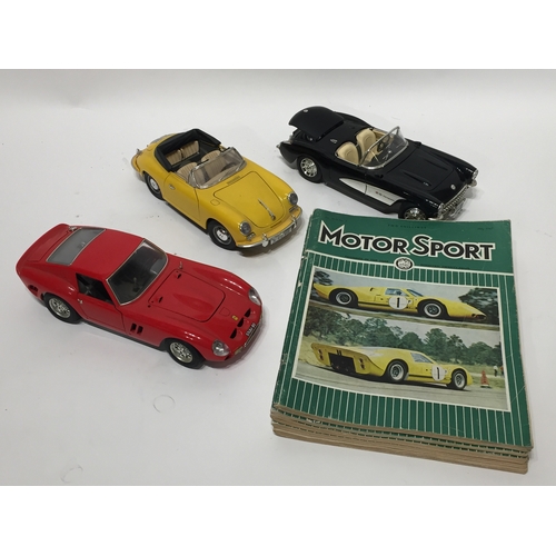 216 - 3 vintage 1/18th scale metal sports cars to include corvette Porsche and Ferrari along with 5 vintag... 