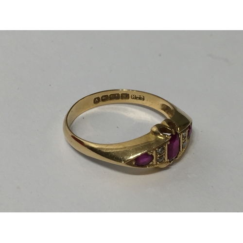 125 - 18Ct Gold Ruby And Diamond Ring Size P