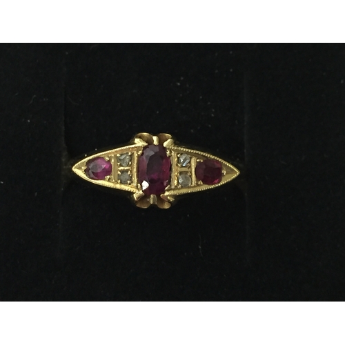 125 - 18Ct Gold Ruby And Diamond Ring Size P