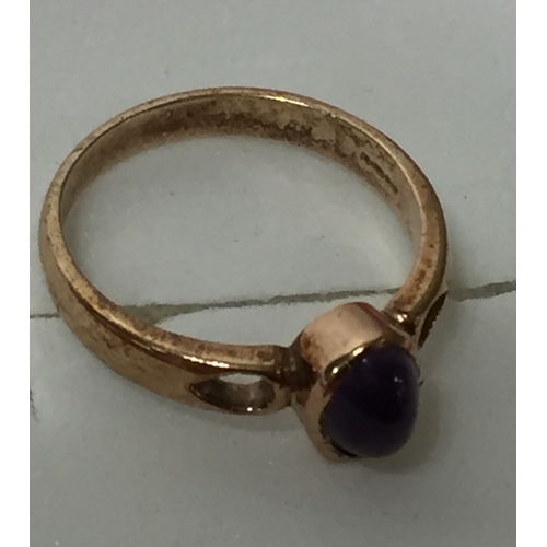 130 - 9ct Gold Amethyst Ring Size k