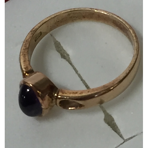 130 - 9ct Gold Amethyst Ring Size k