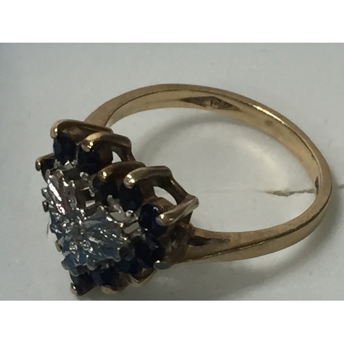 134 - 9 Ct Gold Sapphire And Diamond Ring Size O