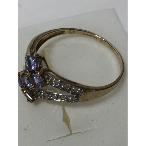 143 - 9 Ct Tanzanite And Diamond Ring Size V