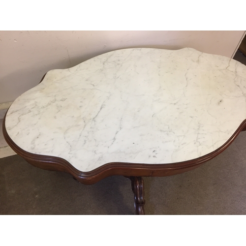 15 - Marble topped table 69cm x 112cm x 74cm