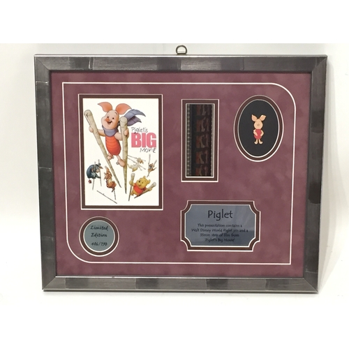 268 - Framed limited edition film cell of piglet piglets big movie along with pin badge and certificate of... 