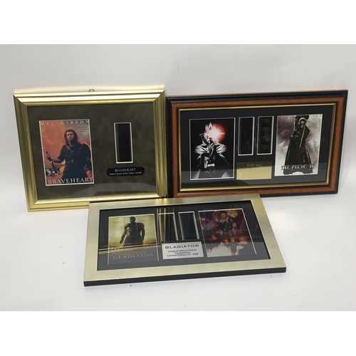 269 - Framed limited edition film cell of brave heart and blade duet and gladiator  with certificate of au... 