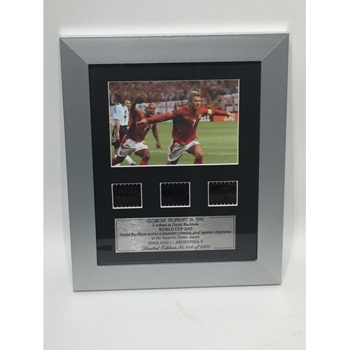 271 - Framed limited edition film cell of Glorious moments in time a tribute to David Beckham with certifi... 