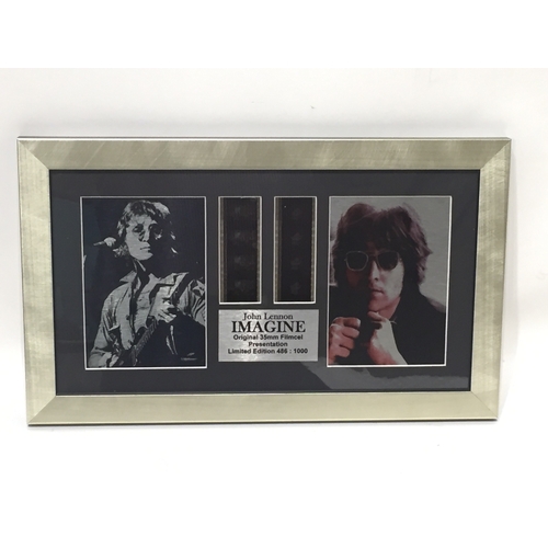 272 - Framed limited edition film cell of John Lennon imagine with certificate of authentication