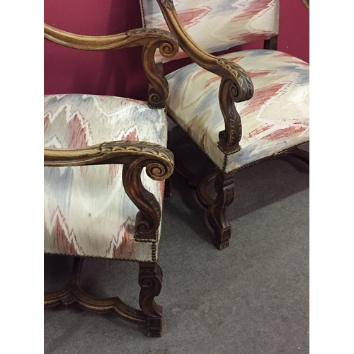 18 - Pair Of French Carved Wood And Upholstered Chairs