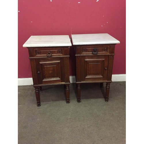 33 - Pair Of Marble Top Night Stands