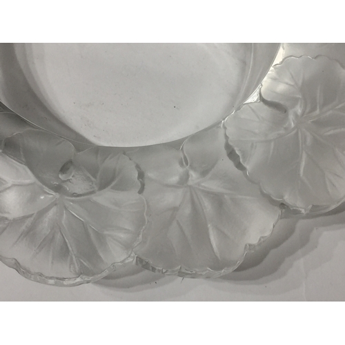 292 - Signed Lalique Glass Bowl With Flower  Decorated Edges 23 cms Across