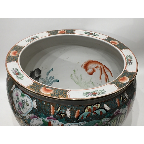 197 - Chinese hand painted planter 36cms high 41diamoter