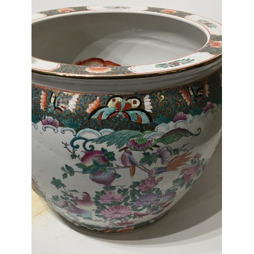 197 - Chinese hand painted planter 36cms high 41diamoter