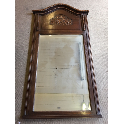 49 - Nice quality carved wood hall mirror 157x 84cms