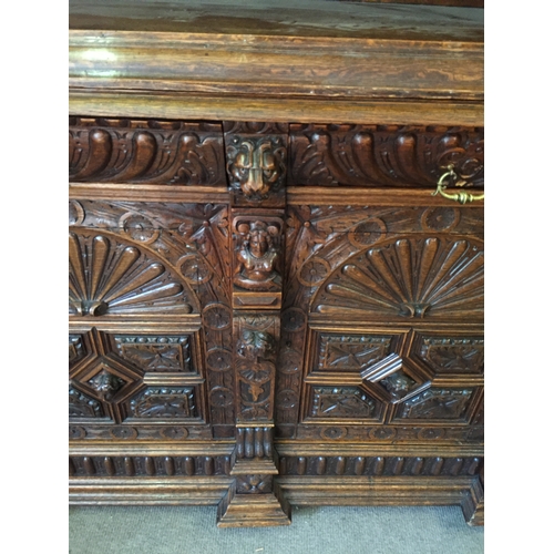 50 - Profusely Carved French Two Piece Hunt Cabinet 256 cms High X 153 X 57