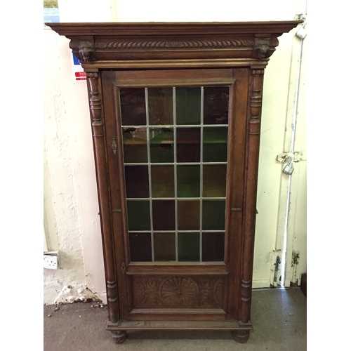 57 - European Glazed Bookcase With Carved Lion Head Decoration 163 x 99 x 41 cms