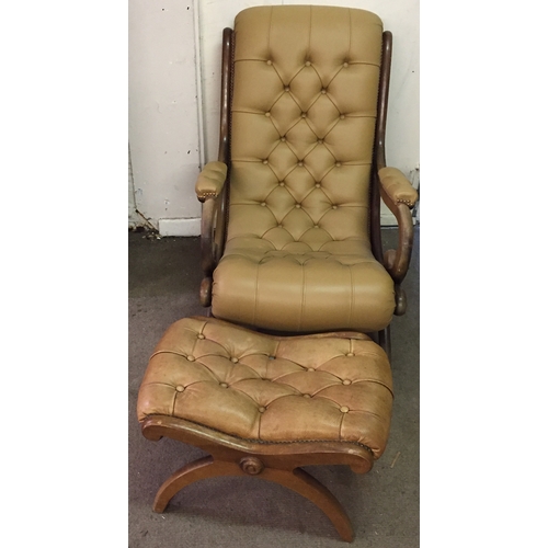 60 - Similar To Previous Lot Vintage Leather Lounge  Chair With Foot Stool