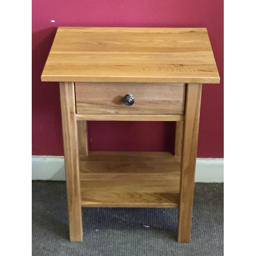 67 - Solid Light Oak Bedside Table With Drawer 60 x 46 x 35 Cms