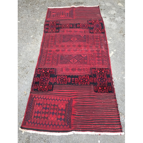 82 - Hand Knotted Rug / Runner 225 x 100 cms