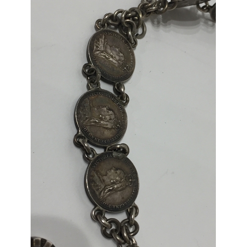 104 - 16 Silver Threepence Formed Into A Religious Chain